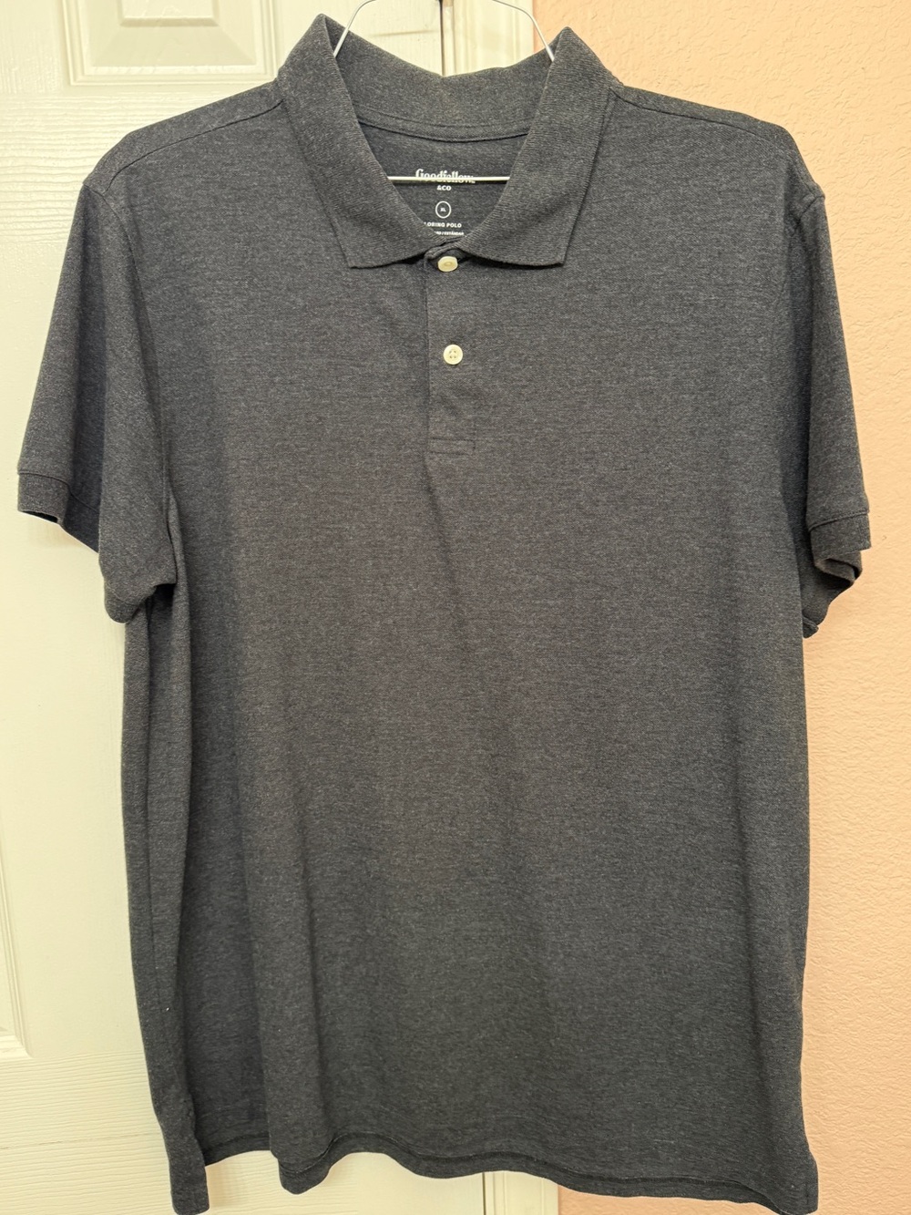 Goodfellow & Co Mens XL Dark Charcoal Heather Gray Loring Short Sleeve Polo Shir